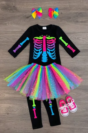 3pc Skeleton Tutu Pant Costume Set