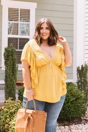 Ahead Of The Curve Babydoll Top In Marigold  Curves