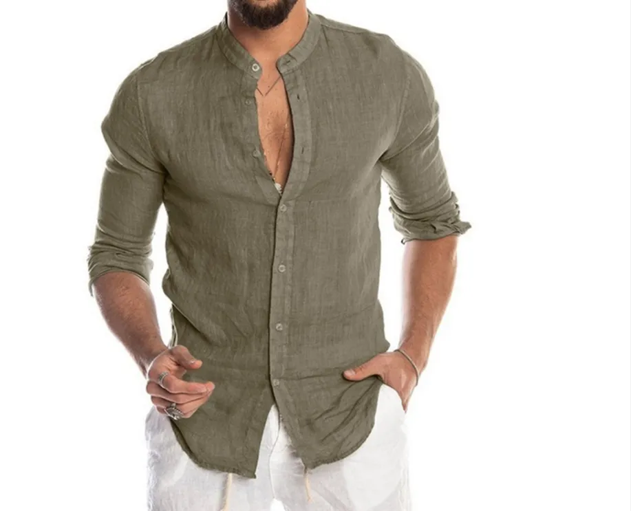 Aidase Mens LAidase Mens Linen Blouse Short Sleeve Baggy Buttons Summer Solid Comfortable Pure And Linen Casual Loose Holiday Shirts Tee Tops