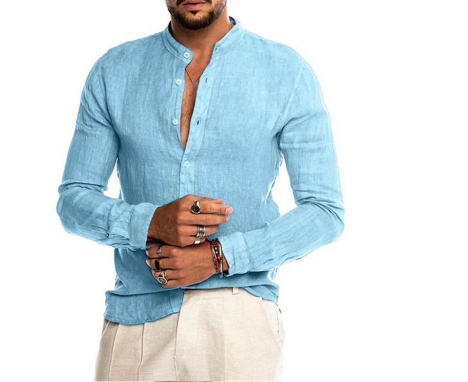 Aidase Mens LAidase Mens Linen Blouse Short Sleeve Baggy Buttons Summer Solid Comfortable Pure And Linen Casual Loose Holiday Shirts Tee Tops