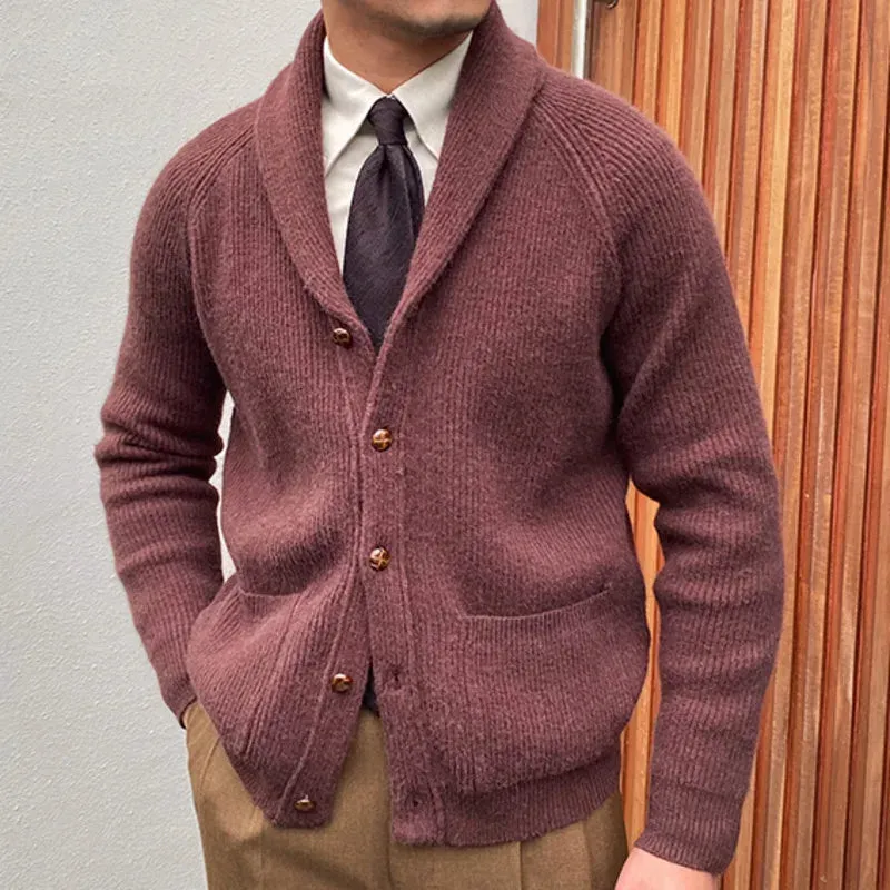 Aidase Winter British Retro Sweater Cardigan Warm Coat Men Single Breasted Top Cardigan Pocket Knitting Sweaters Solid Color Sweater
