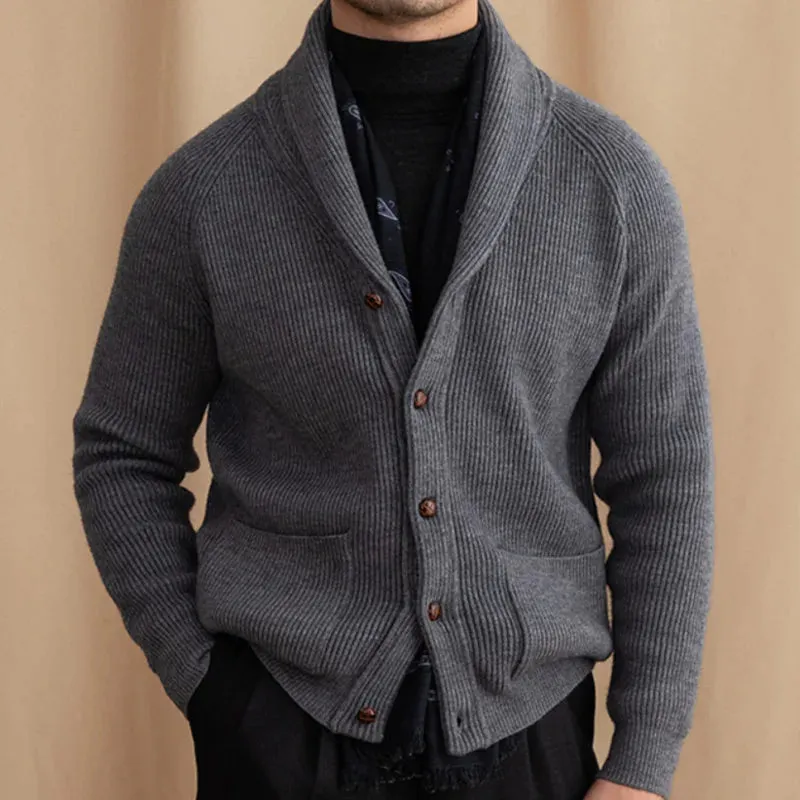 Aidase Winter British Retro Sweater Cardigan Warm Coat Men Single Breasted Top Cardigan Pocket Knitting Sweaters Solid Color Sweater