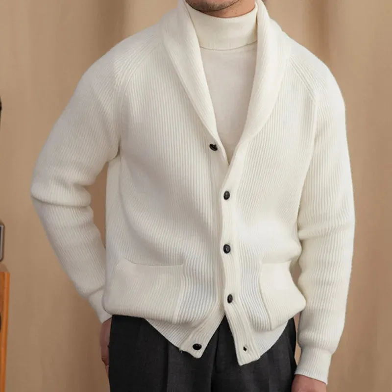 Aidase Winter British Retro Sweater Cardigan Warm Coat Men Single Breasted Top Cardigan Pocket Knitting Sweaters Solid Color Sweater
