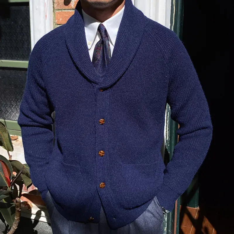 Aidase Winter British Retro Sweater Cardigan Warm Coat Men Single Breasted Top Cardigan Pocket Knitting Sweaters Solid Color Sweater
