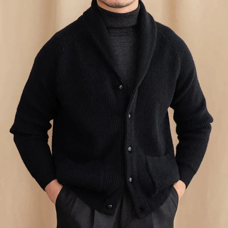 Aidase Winter British Retro Sweater Cardigan Warm Coat Men Single Breasted Top Cardigan Pocket Knitting Sweaters Solid Color Sweater
