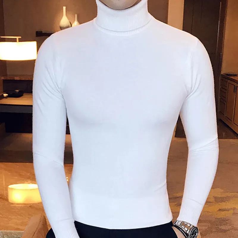 Aidase Winter High Neck Thick Warm Sweater Men Turtleneck Brand Mens Sweaters Slim Fit Pullover Men Knitwear Male Double collar