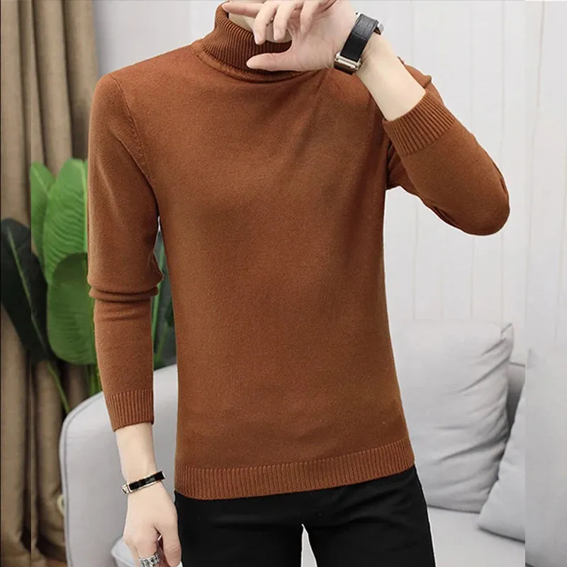 Aidase Winter High Neck Thick Warm Sweater Men Turtleneck Brand Mens Sweaters Slim Fit Pullover Men Knitwear Male Double collar