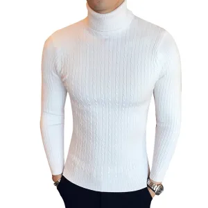 Aidase Winter High Neck Thick Warm Sweater Men Turtleneck Brand Mens Sweaters Slim Fit Pullover Men Knitwear Male Double collar