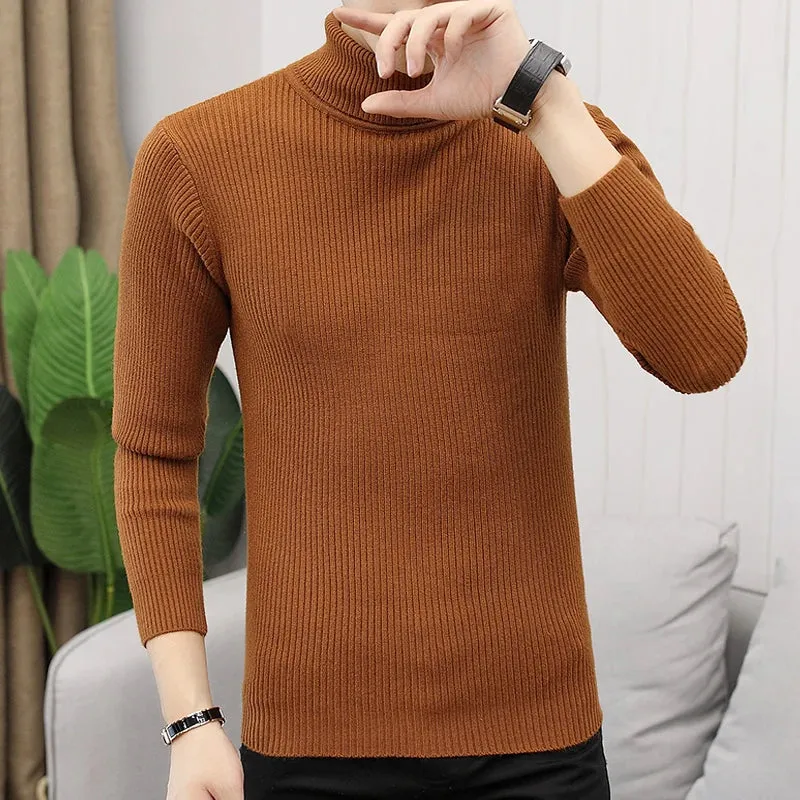 Aidase Winter High Neck Thick Warm Sweater Men Turtleneck Brand Mens Sweaters Slim Fit Pullover Men Knitwear Male Double collar