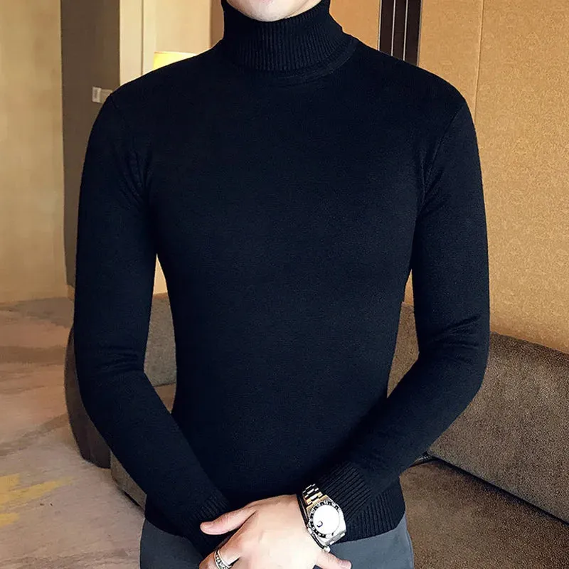 Aidase Winter High Neck Thick Warm Sweater Men Turtleneck Brand Mens Sweaters Slim Fit Pullover Men Knitwear Male Double collar
