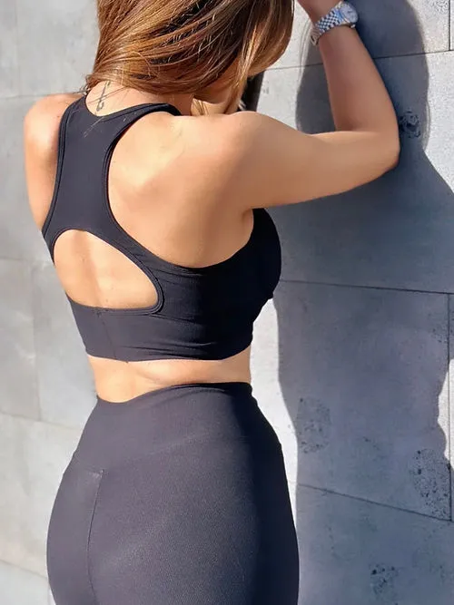 Ariana Ribbed Leggings - Black