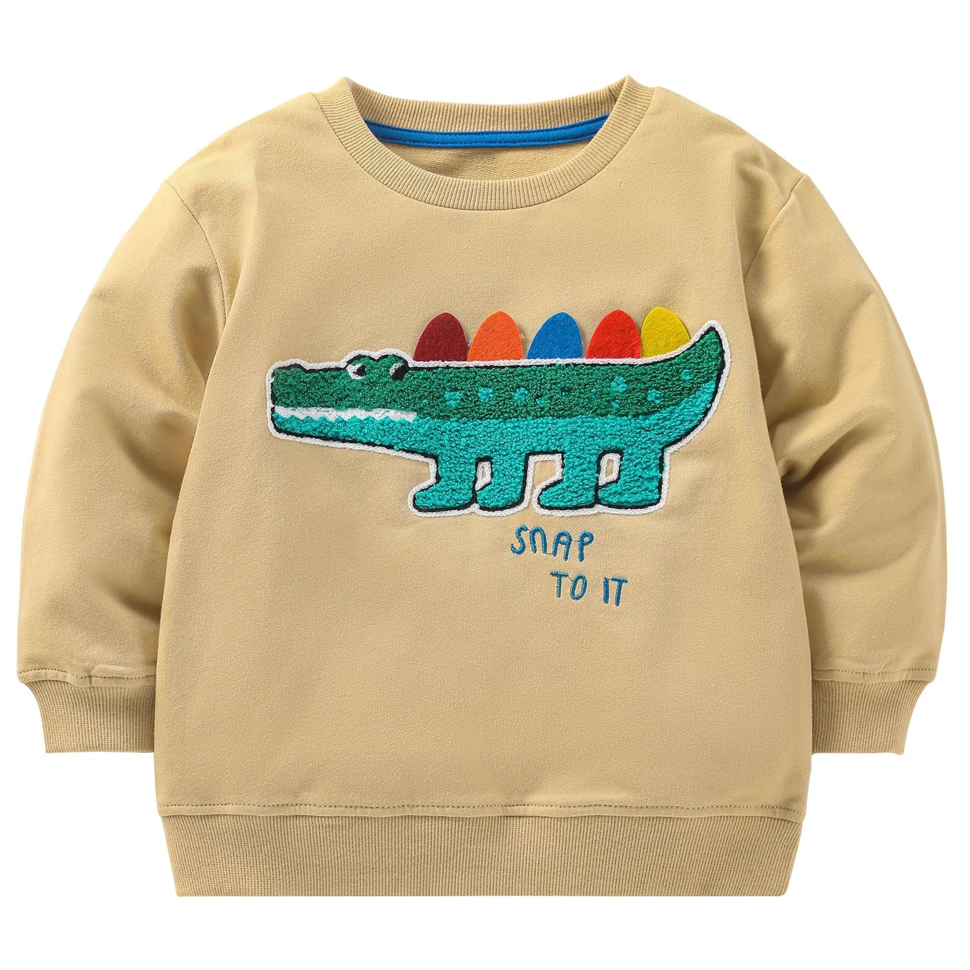 Baby Boy Cartoon Dinosaur Patches Pattern Long Sleeve Hoodies by MyKids-USA™