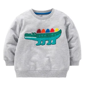 Baby Boy Cartoon Dinosaur Patches Pattern Long Sleeve Hoodies by MyKids-USA™