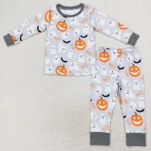 Baby Boys Pajamas Grey Ghost Pumpkin Long Sleeve Shirt Pants Pajamas Sets BLP0476