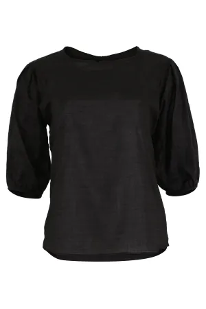 Barcelone Blouse Black in Seersucker