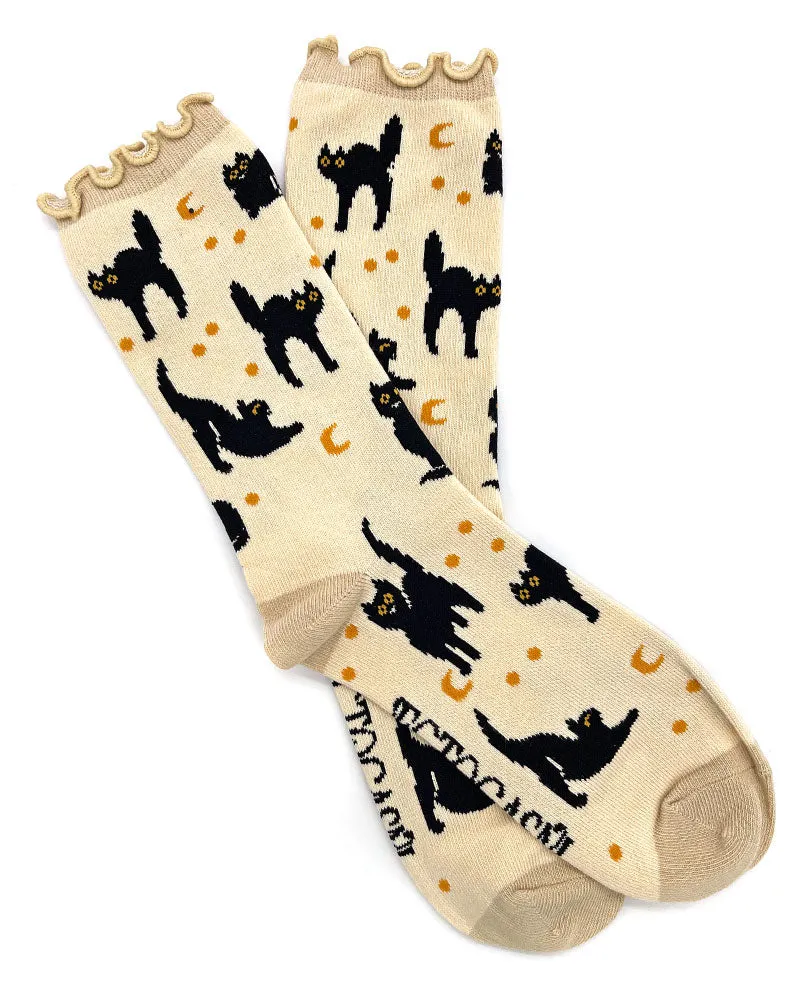 Black Cat Ruffle Socks