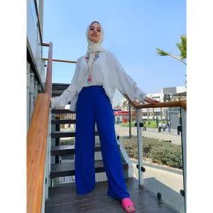 Blue wide leg pants