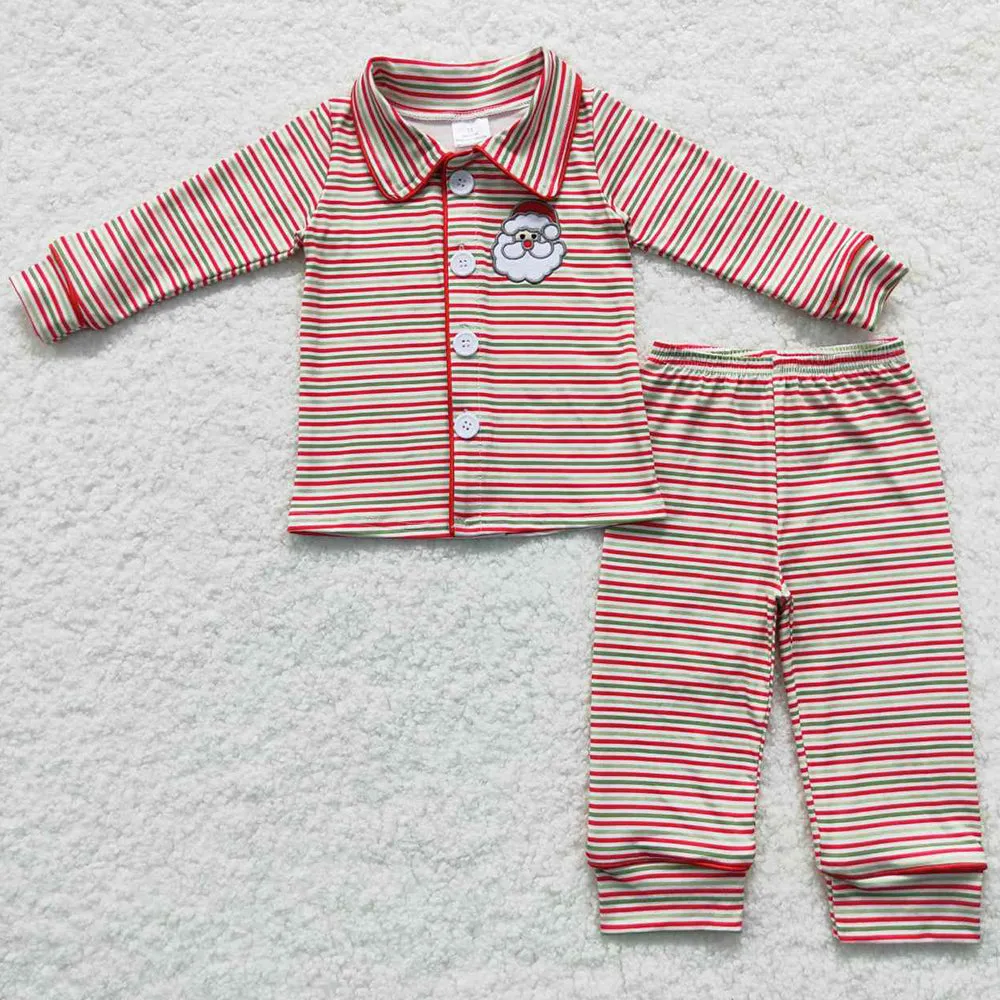 Christmas Baby Girls Pajamas Embroidery Santa Claus Sibling Pajamas GLP0550