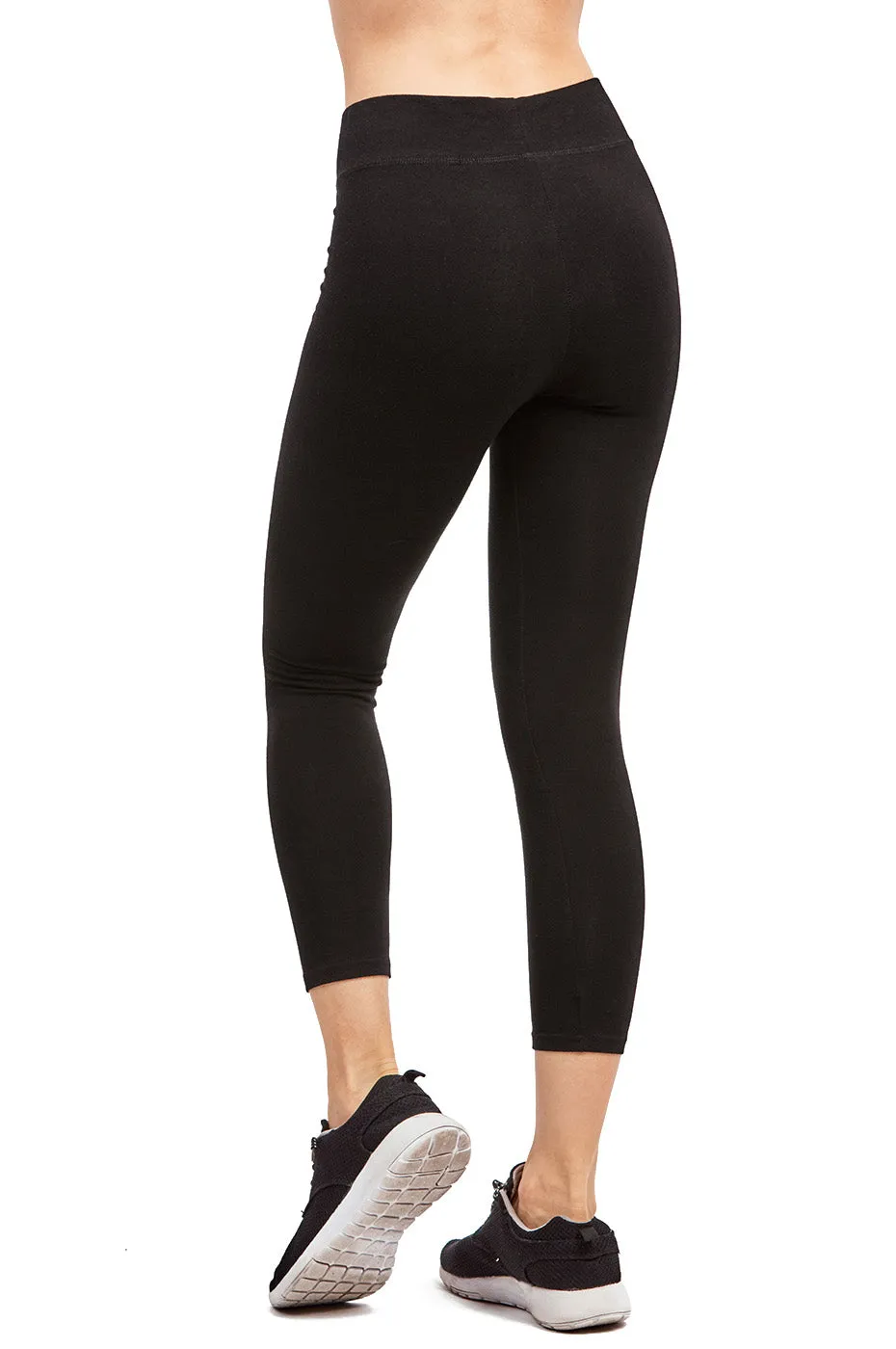 COTTONBELL LADIES COTTON CAPRI LEGGINGS (WP4001C_BLACK)