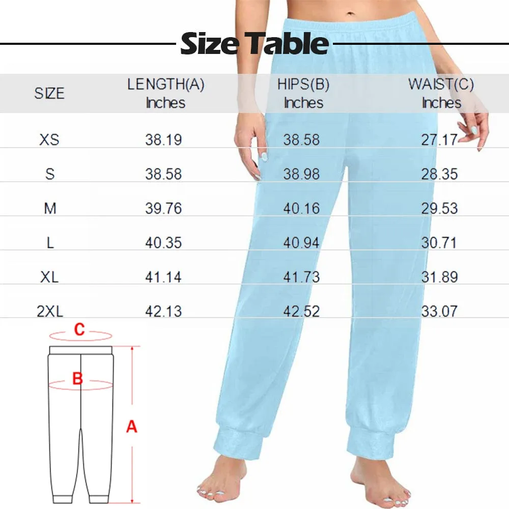 Custom Face White Heart Pink Long Pajama Shirt&Pants Personalized Women's Slumber Party Sleepwear