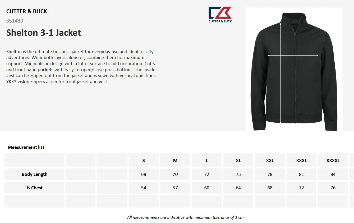 Cutter & Buck Shelton Men's 3-In-1 Shell Jacket | Detachable Layer | Navy or Black | S-4XL