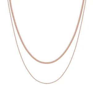 Delicate Layered Necklace Snake Chain Rose Gold
