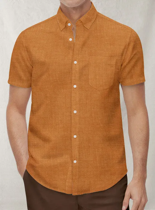 Dublin Autumn Orange Linen Shirt