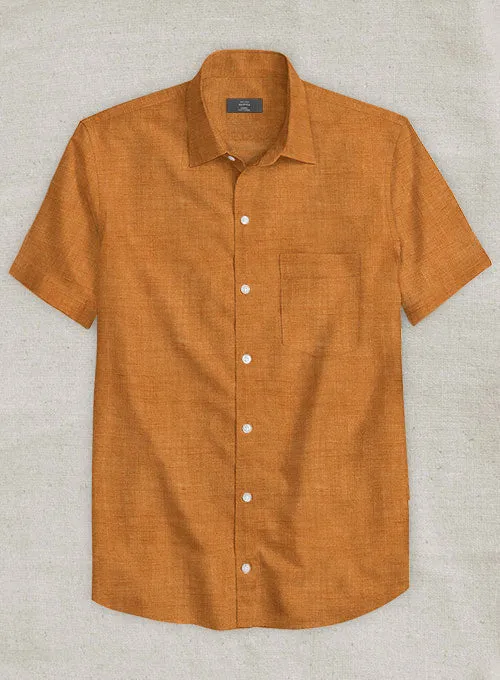 Dublin Autumn Orange Linen Shirt