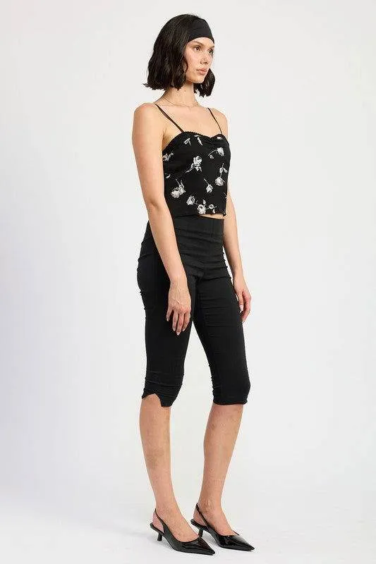Emory Park Mixed Media Satin Spaghetti Strap Top
