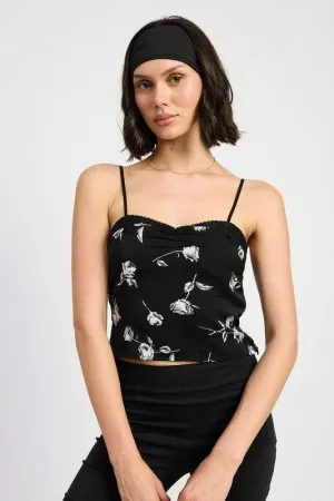 Emory Park Mixed Media Satin Spaghetti Strap Top