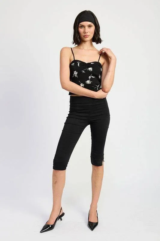 Emory Park Mixed Media Satin Spaghetti Strap Top