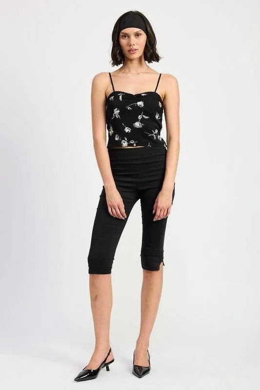 Emory Park Mixed Media Satin Spaghetti Strap Top