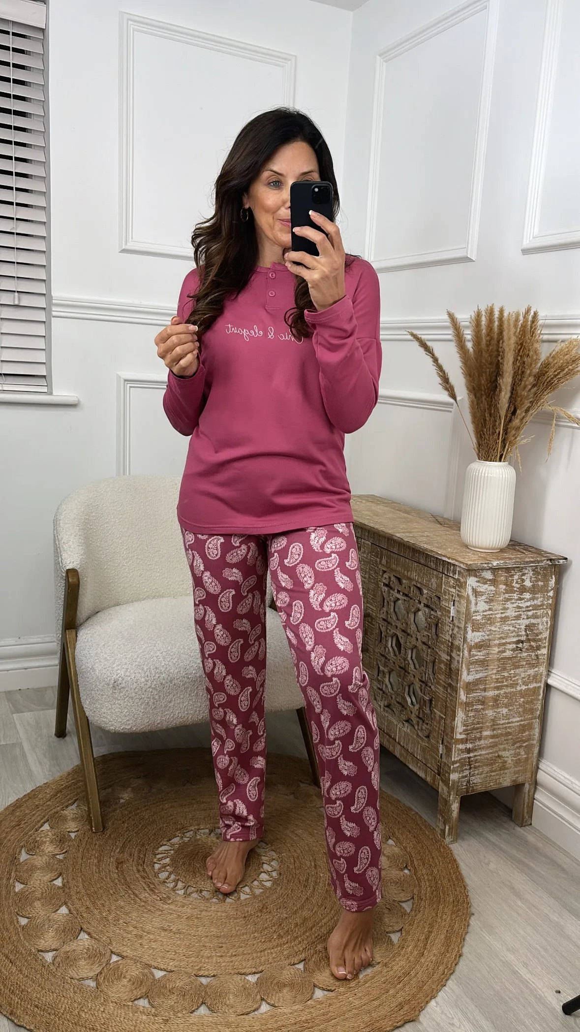 Evelyn Mauve Paisley Print Pajama