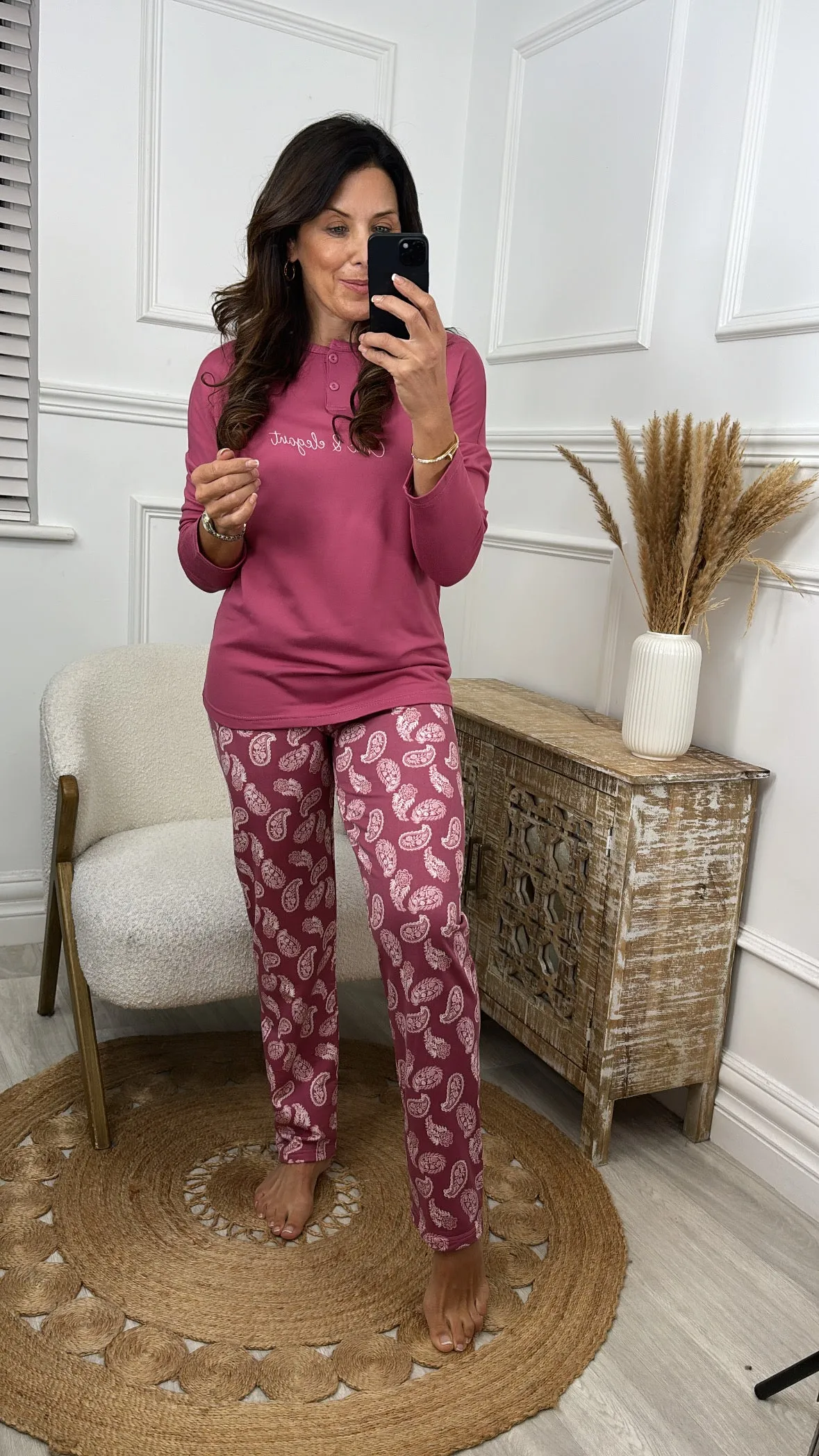 Evelyn Mauve Paisley Print Pajama