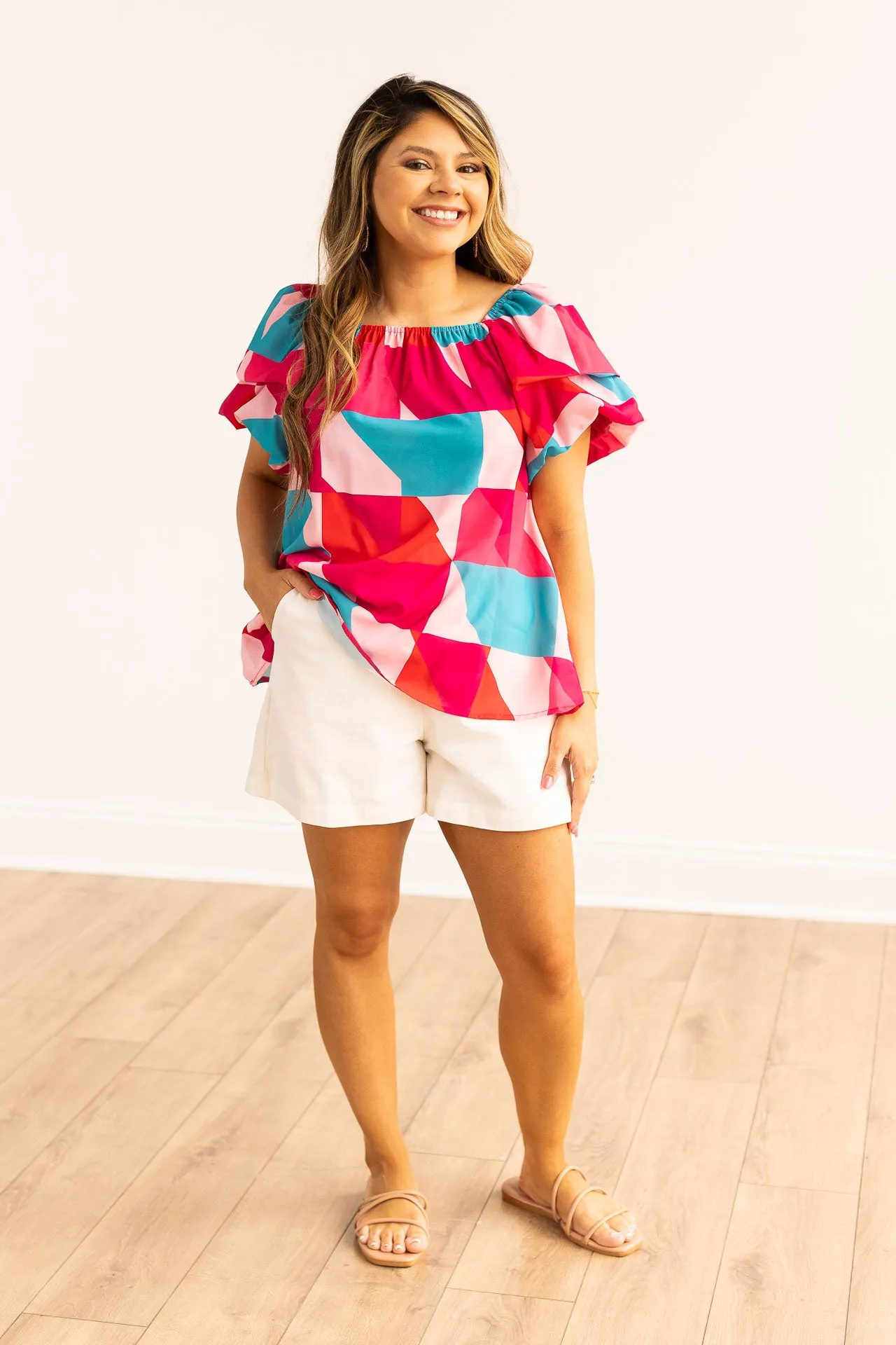Faelan Puff Sleeve Top, Multicolor
