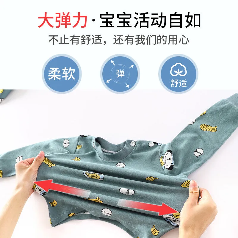 Fancydresswale Toddler Monkey and Banana Printed Baby Boys Clothing Set Long Sleeve Tops Pants Little Kids All season Outfits, Green