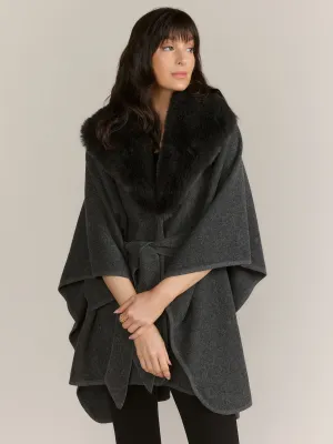 Faux Fur Belted Ruana