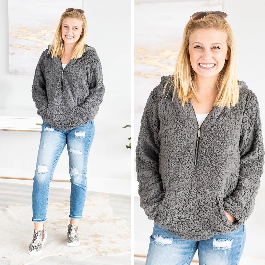 Feel The Love Gray Sherpa Hoodie