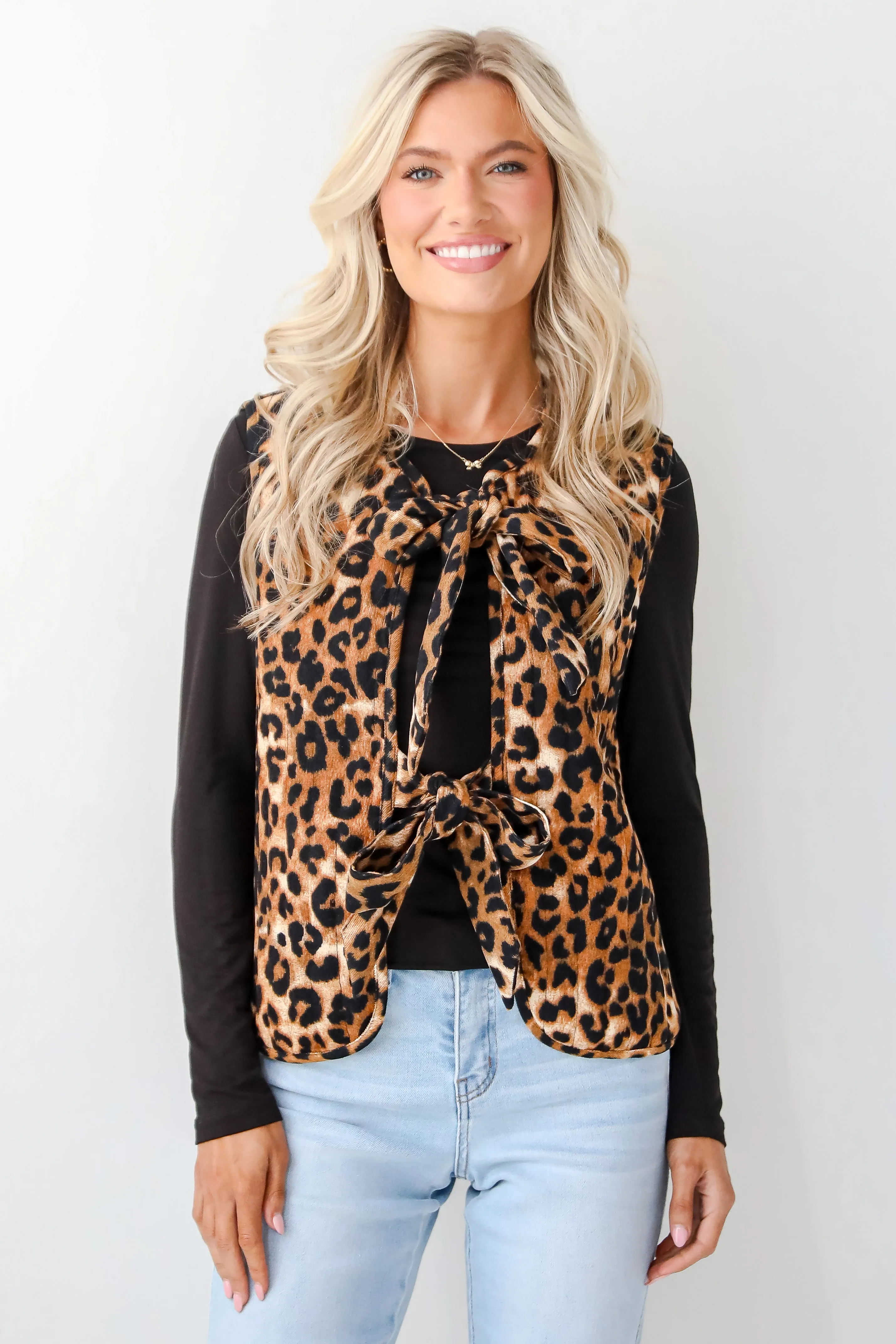 FINAL SALE - Fierce Perfection Leopard Corduroy Tie Vest