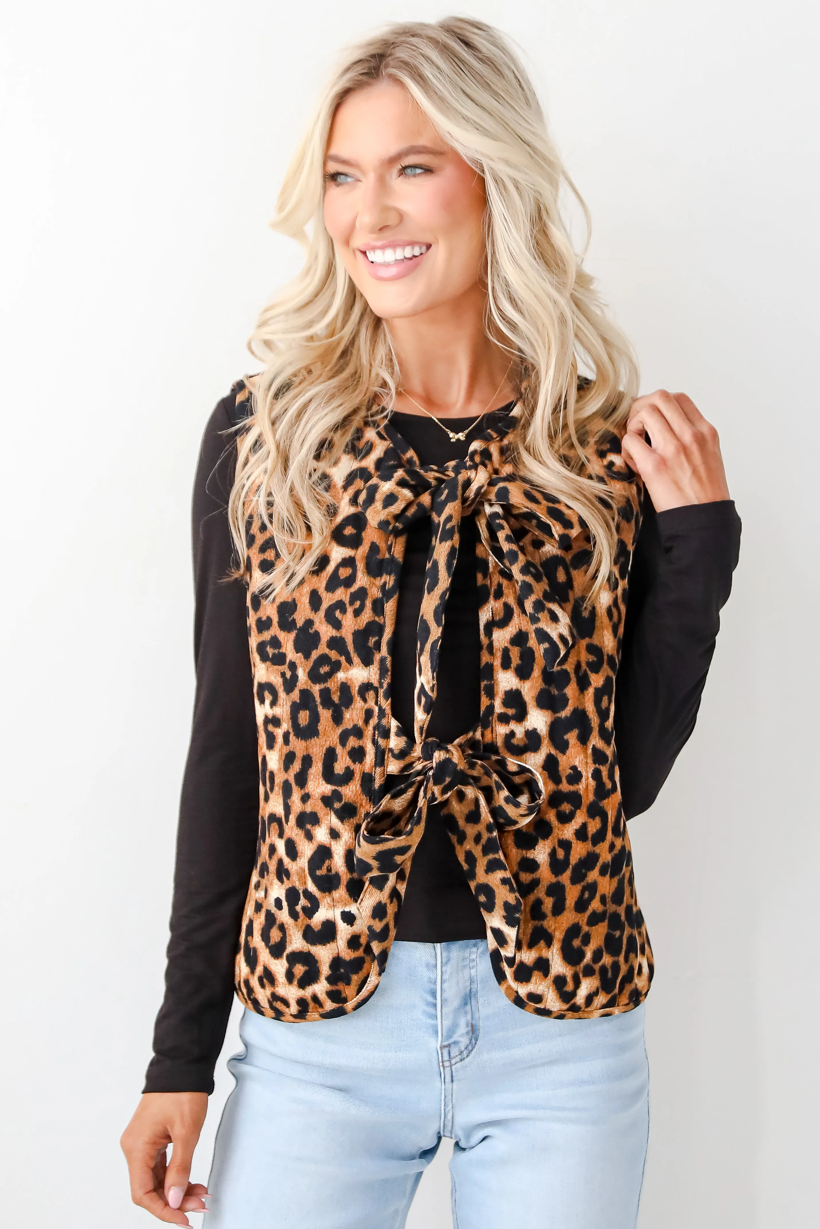 FINAL SALE - Fierce Perfection Leopard Corduroy Tie Vest