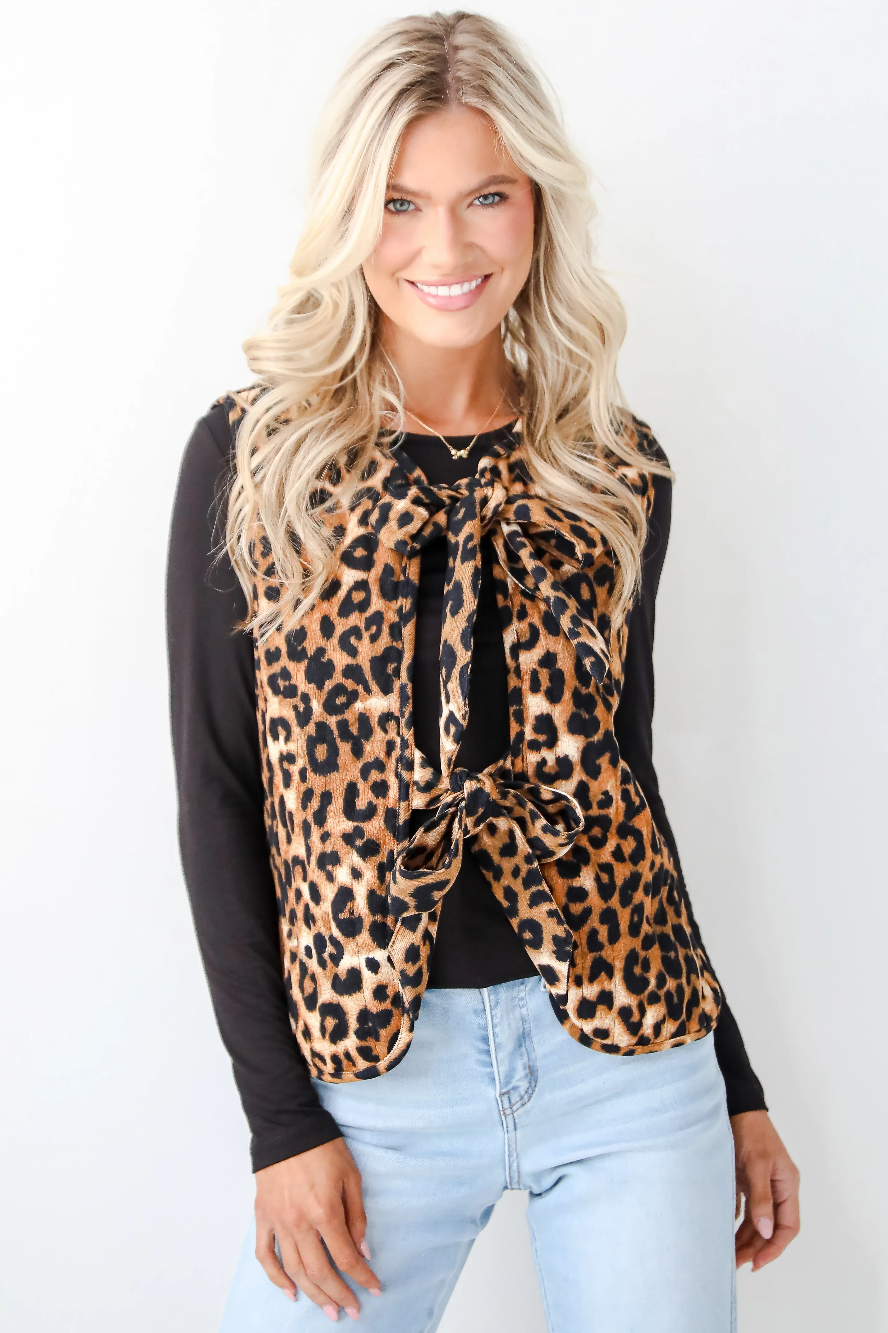 FINAL SALE - Fierce Perfection Leopard Corduroy Tie Vest