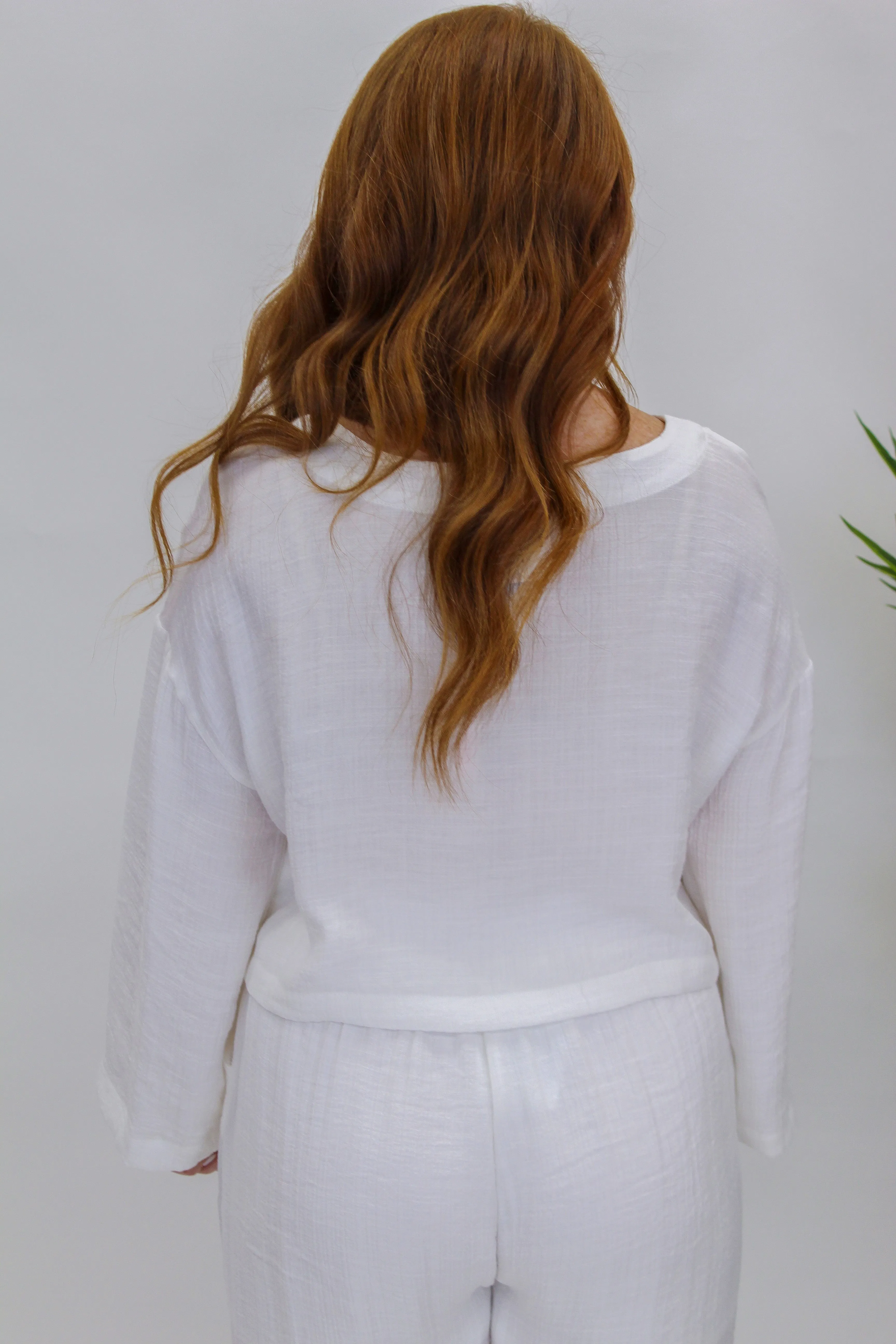 Flutter Away Cropped Blouse- White