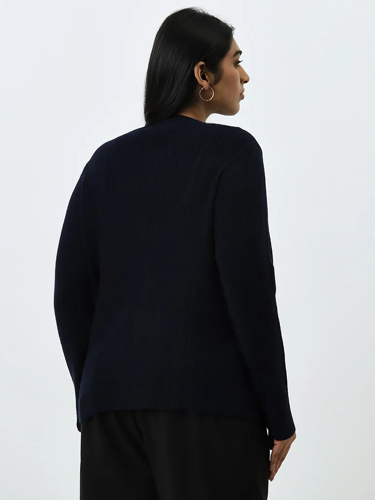 Gia Navy Ribbed Sweater