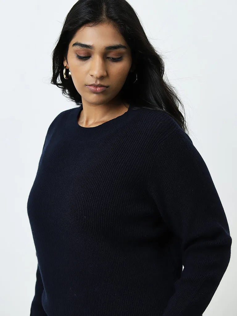 Gia Navy Ribbed Sweater