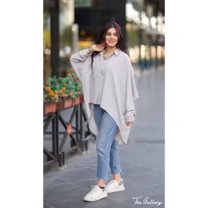Grey high low oversized shirt