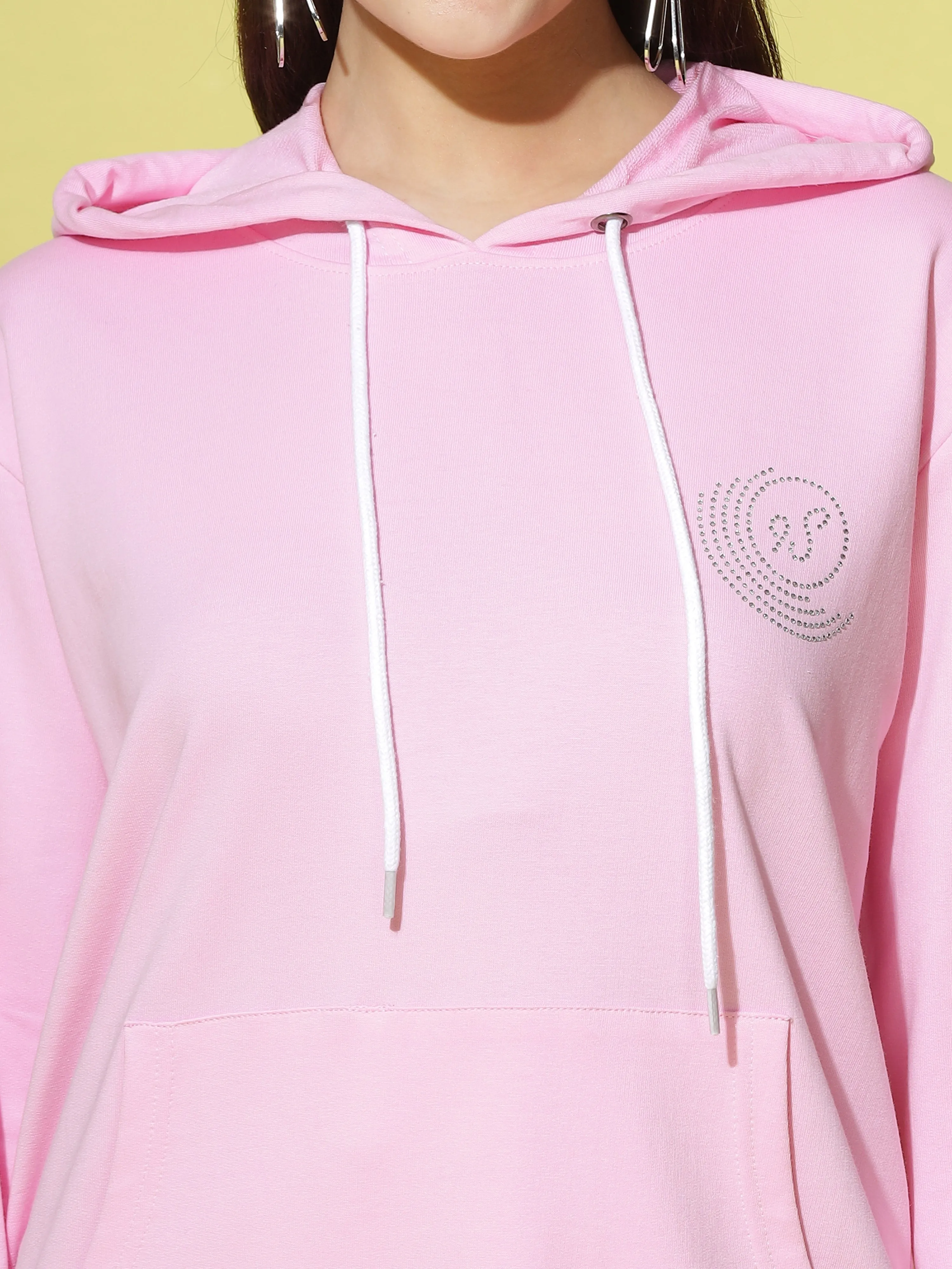 Hosiery Cotton Hoodie Baby Pink