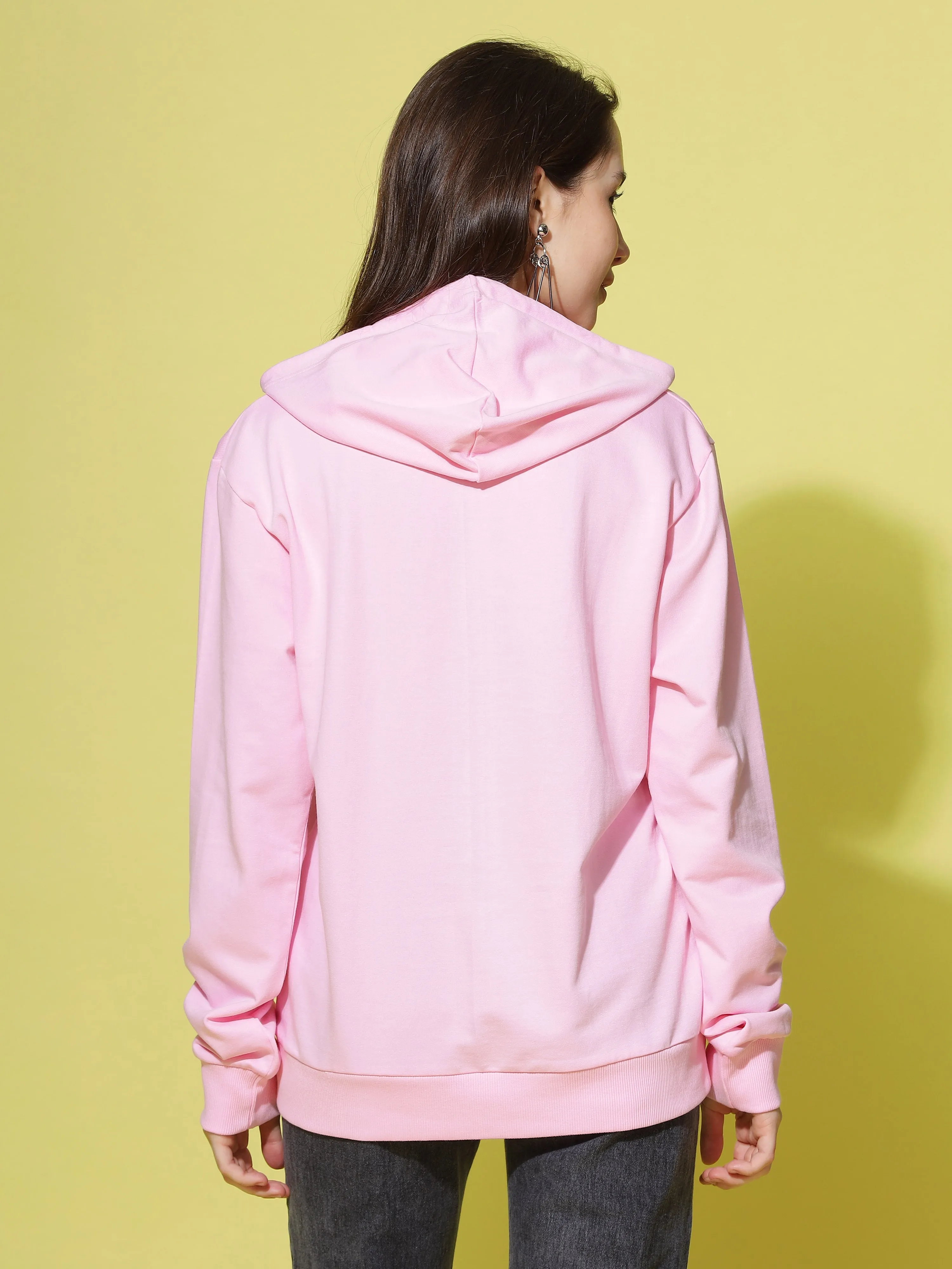 Hosiery Cotton Hoodie Baby Pink