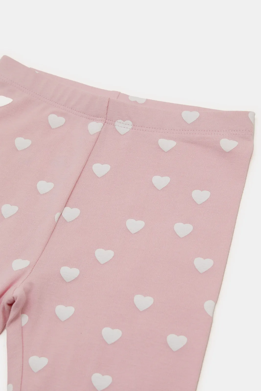 Infant Girls Pink Heart Printed Leggings