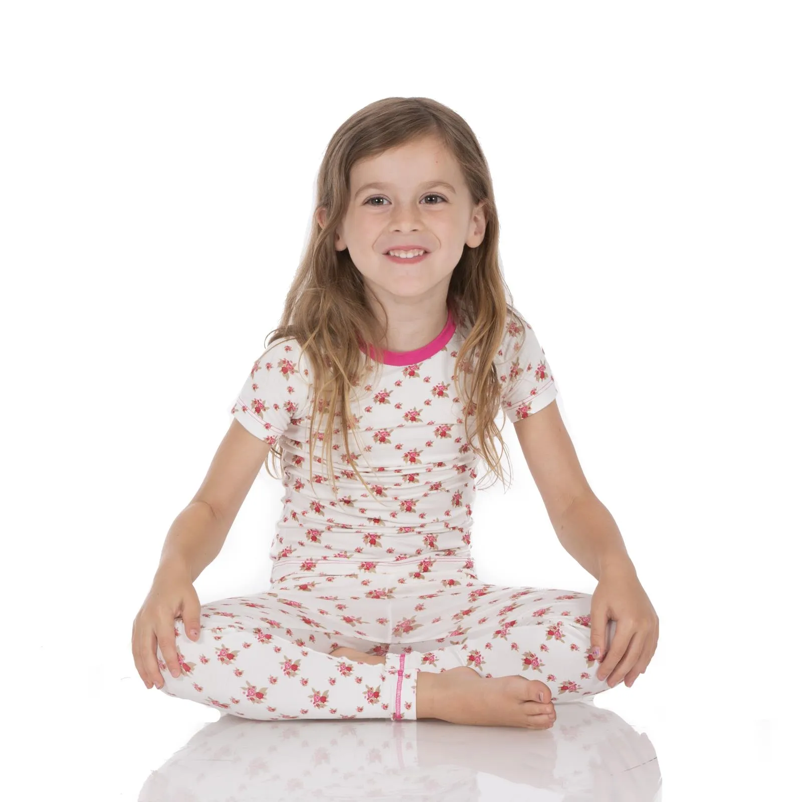 KicKee Pants Natural Rose Trellis S/S Pajama Set w/Pants