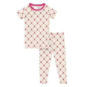 KicKee Pants Natural Rose Trellis S/S Pajama Set w/Pants